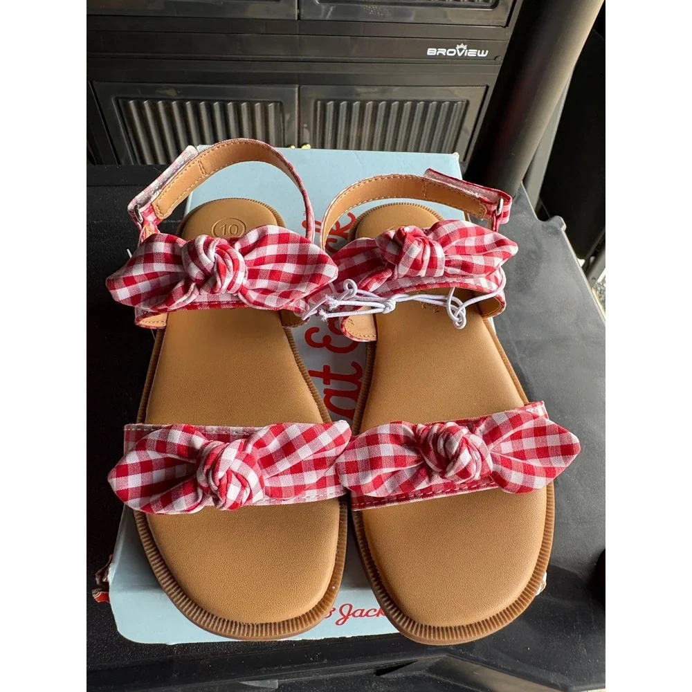 Toddler Girl Sandals by Cat & Jack Lillie Gingham Red Size 10 New With‎ Tags